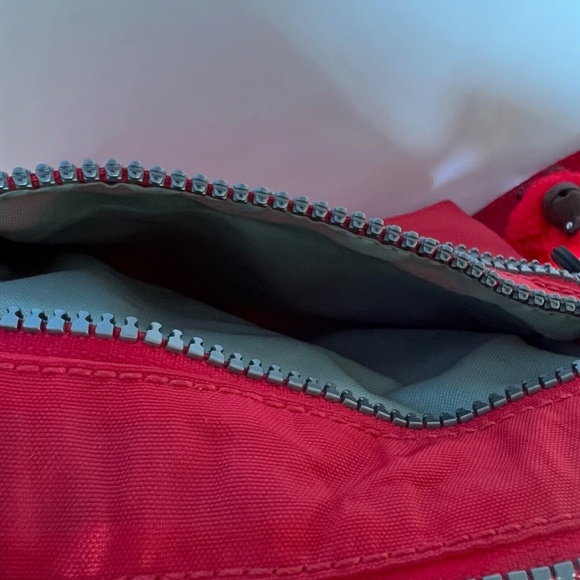 KIPLING Alvar Crossbody Bag Red w Monkey Charm 3 Zippers Mini 7" x 8" x 1" Small - Picture 7 of 7